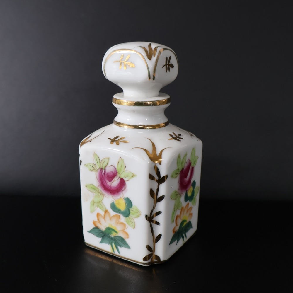 Irice Porcelain Perfume Bottle Hand Painted Floral Vanity Collectable Japan